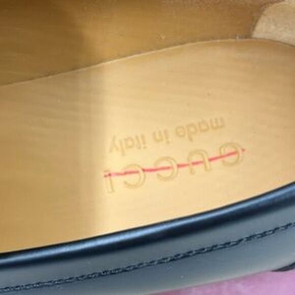 Men's Gucci, leather strap penny loafer with web detail size 6.5 fits 7.5 US - Picture 2 of 15